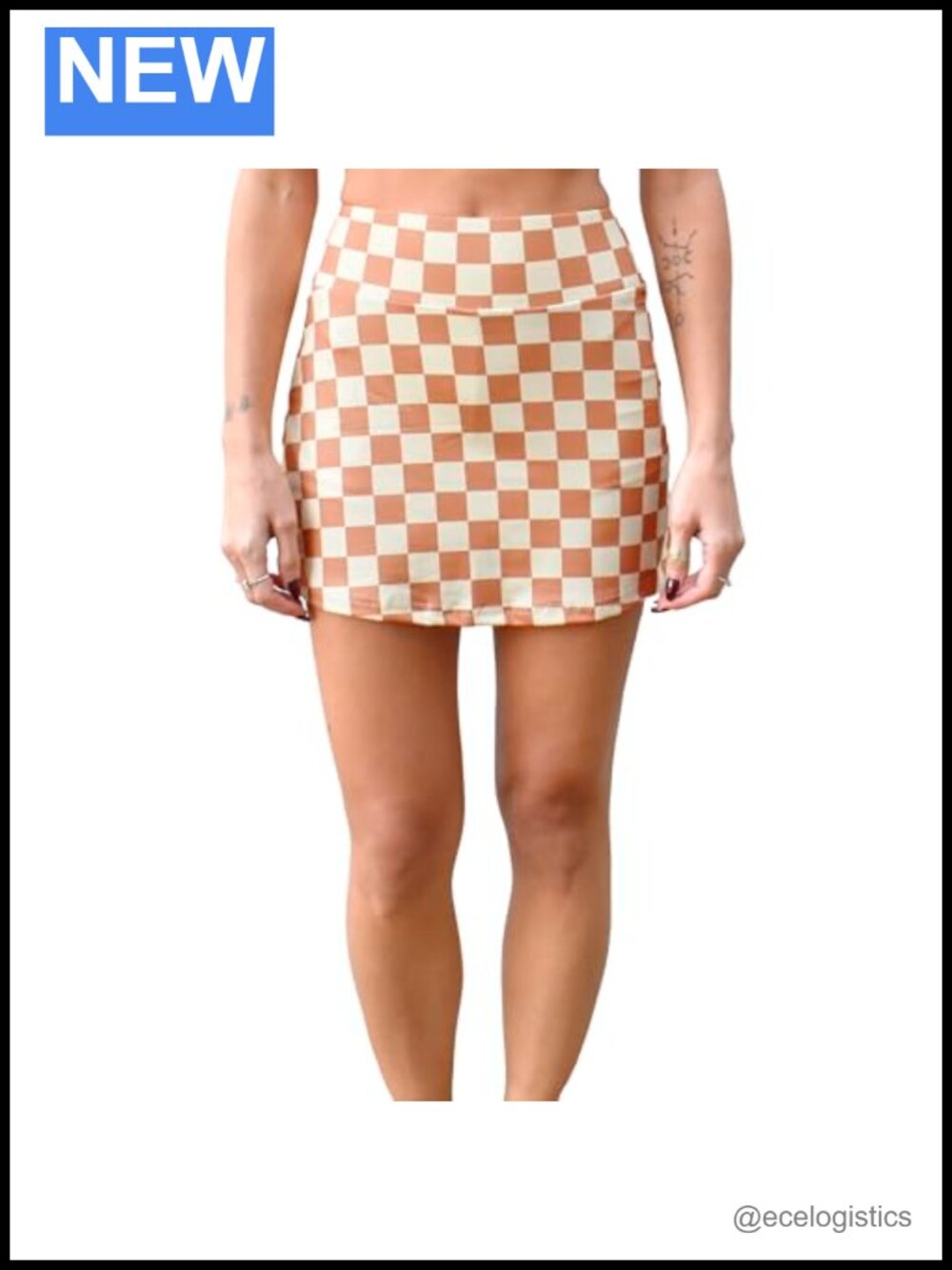 High Waisted A-Line Mini Skort Built-in Shorts Stretch Knit Tennis